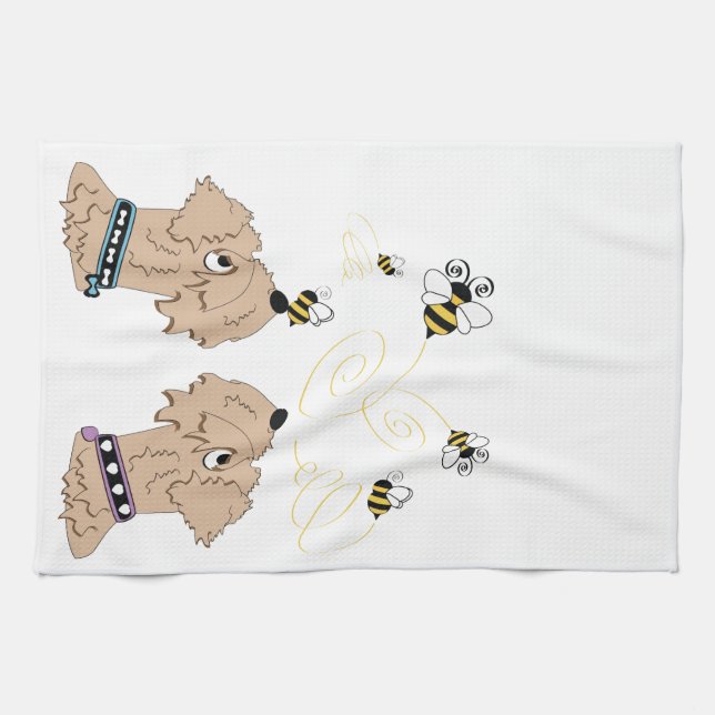 Wheatens and Bees Tea Towel (Horizontal)