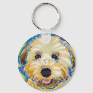 Wheatens Go Beyond Cute fun colourful dog art Key Ring
