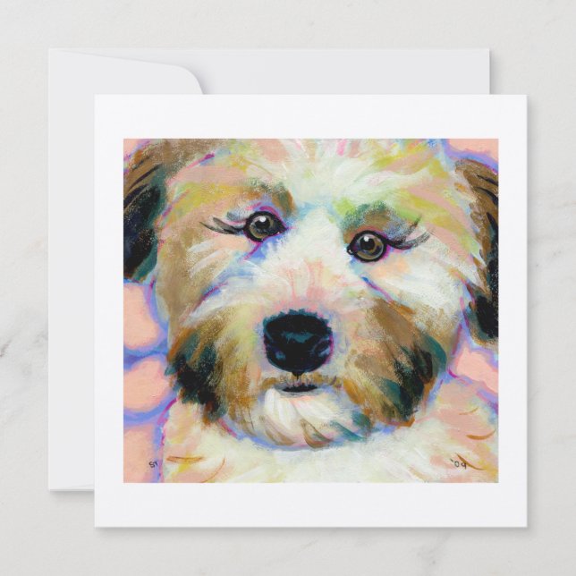 Wheatens Mean Business - fun dog art cards (Front)
