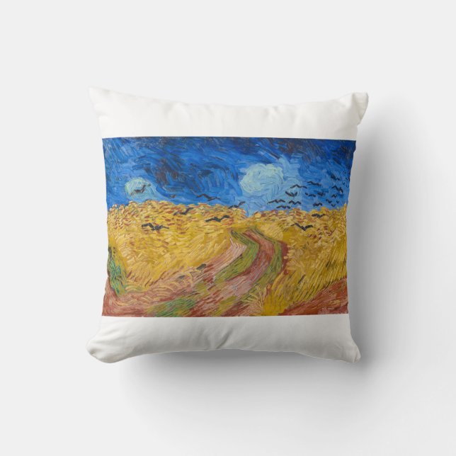 Wheatfield with Crows by Vincent van Gogh Cushion (Front)