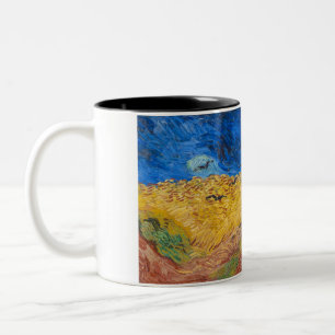 Wheatfield with Crows by Vincent van Gogh Two-Tone Coffee Mug