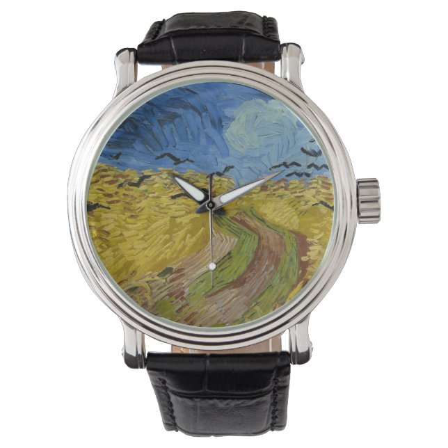 Wheatfield With Crows Painting Vincent Van Gogh Watch (Front)