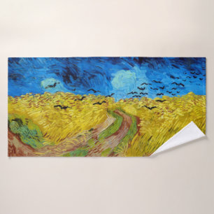 Wheatfield with Crows, Van Gogh Bath Towel