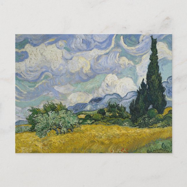Wheatfield with Cypresses Postcard (Front)