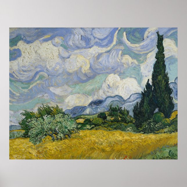 Wheatfield with Cypresses Poster (Front)