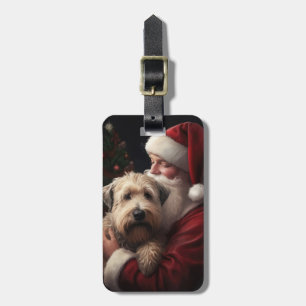 Wheaton Terrier With Santa Claus Festive Christmas Luggage Tag