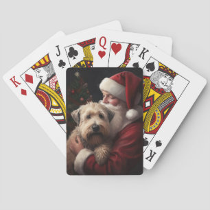 Wheaton Terrier With Santa Claus Festive Christmas Playing Cards