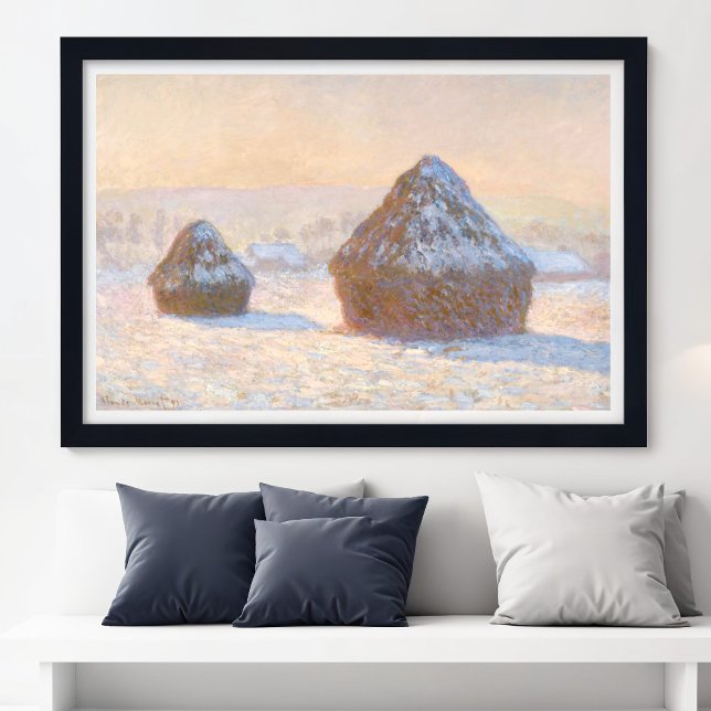 Wheatstacks, Snow Effect, Morning, by Claude Monet Poster (Creator Uploaded)