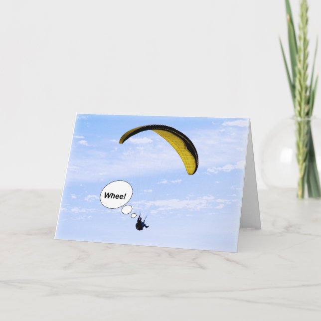 Whee! Paragliding in the Clouds Blank Card (Front)
