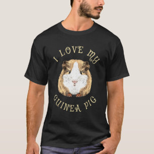 Wheek I Love My Guinea Pig Cute Distressed T-Shirt