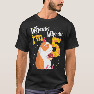 Wheek Wheek I'm 5 Guinea Pig Birthday 5 Years Old T-Shirt