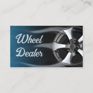 Wheel Dealer Tire Rim With Flames Blue Business Card