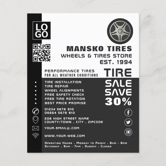 Wheel Logo Design, Tire/Tyre Specialist Shop Flyer (Front)