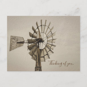 Wheel Of A Windmill Sepia Thinking Of You Postcard