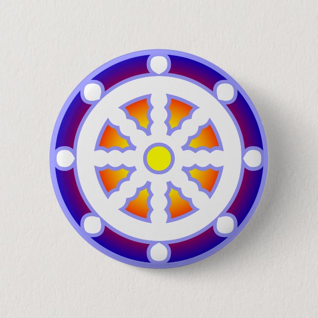 Wheel of Dharma 6 Cm Round Badge (Front)