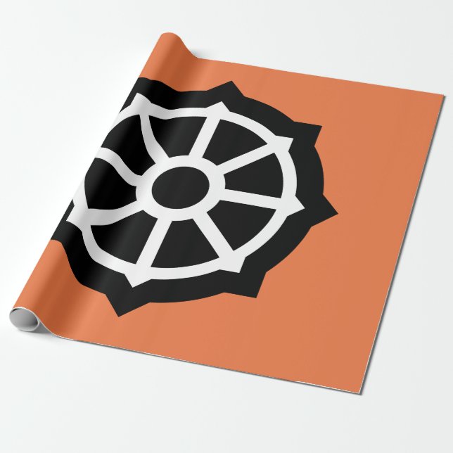 Wheel of Dharma (Buddhism, Hindusim) Wrapping Paper (Unrolled)
