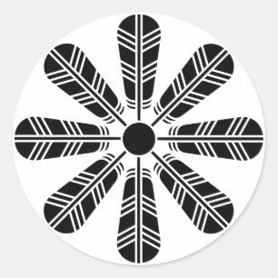 Wheel of eight hawk feathers classic round sticker