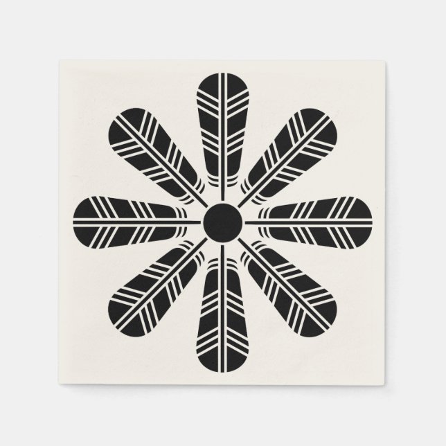 Wheel of eight hawk feathers napkin (Front)