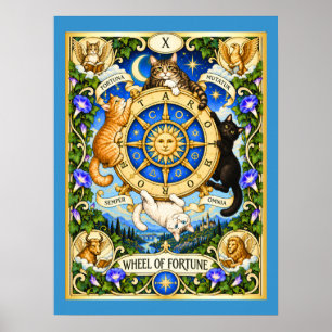 Wheel of Fortune Cat Tarot - Cycles of Change Poster