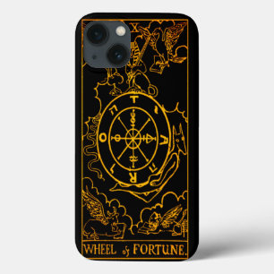 Wheel of Fortune Tarot Card   Gold And Black   Maj iPhone 13 Case