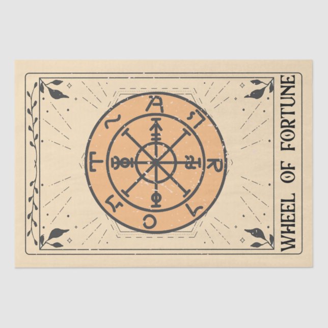 Wheel of fortune tarot card herbs leaves tissue paper (Front)