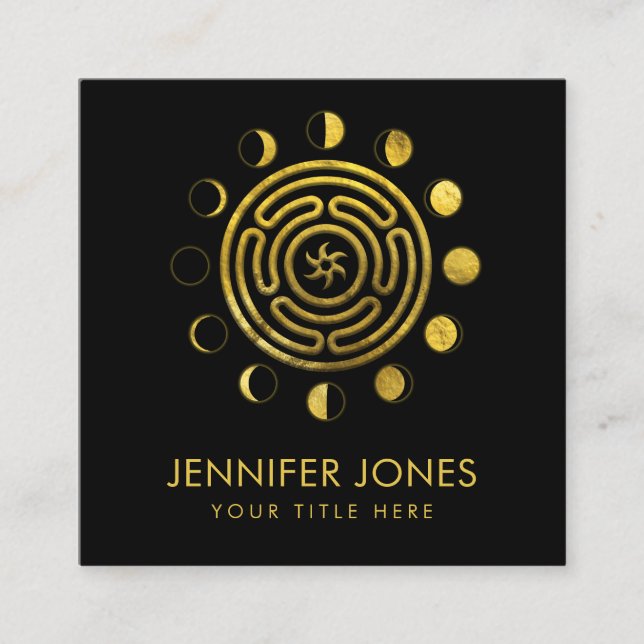 Wheel of Hecate and Moons  Square Business Card (Front)