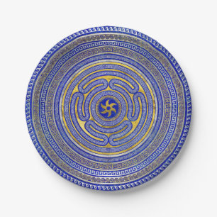 Wheel of Hecate Greek Key Ornament Paper Plate
