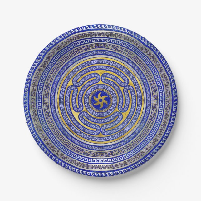 Wheel of Hecate Greek Key Ornament Paper Plate (Front)