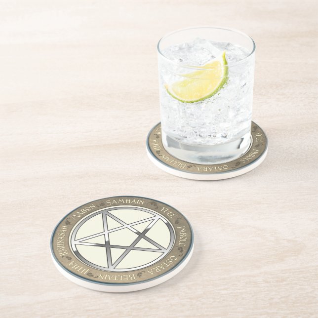 Wheel of the Year Pentacle Coaster (Side)