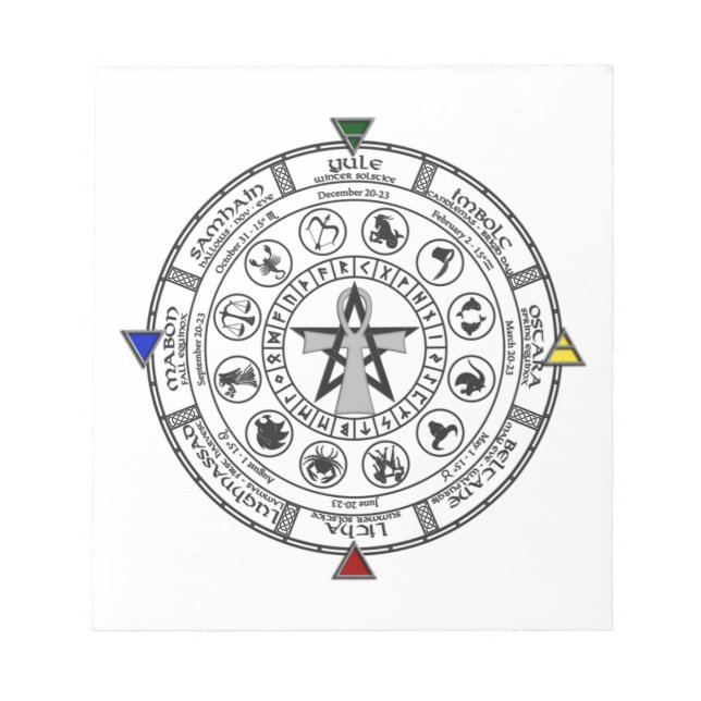 Wheel of the Year Zodiac Sabbats Runes Notepad (Front)