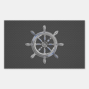 Wheel on Carbon Fibre style Rectangular Sticker
