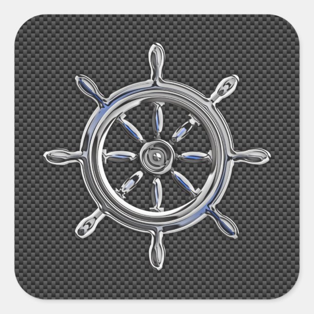 Wheel on Carbon Fibre style Square Sticker (Front)