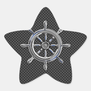 Wheel on Carbon Fibre style Star Sticker
