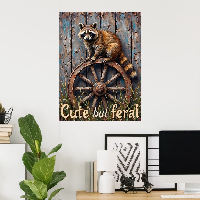 Wheel Watcher: A Racoon's Perch Poster (Home Office)