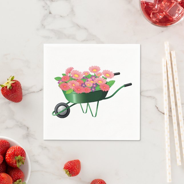 Wheelbarrow Full Of Flowers Paper Napkins (Creator Uploaded)