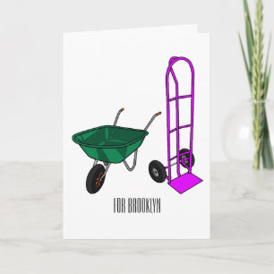 Wheelbarrow & hand trolley cartoon illustration card
