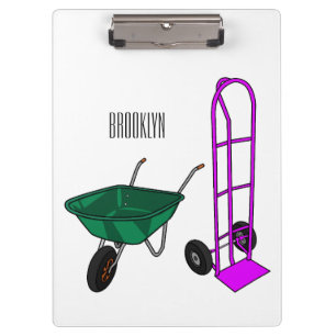 Wheelbarrow & hand trolley cartoon illustration clipboard