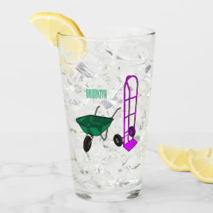 Wheelbarrow & hand trolley cartoon illustration glass