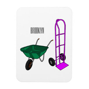 Wheelbarrow & hand trolley cartoon illustration magnet