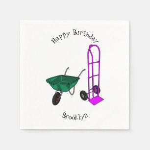 Wheelbarrow & hand trolley cartoon illustration napkin
