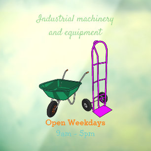 Wheelbarrow & hand trolley cartoon illustration window cling
