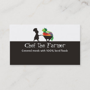 wheelbarrow man chef giant vegetables business ... business card