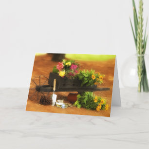 Wheelbarrow of Flowers Card