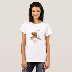 Wheelbarrow of Pumpkins with leaves T-Shirt