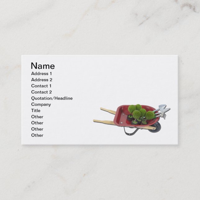 Wheelbarrow Plants and Tools Business Card (Front)