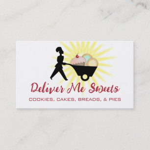wheelbarrow woman baker giant sweets business c... card