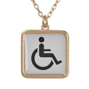 Wheelchair Access - Handicap Chair Symbol Gold Plated Necklace