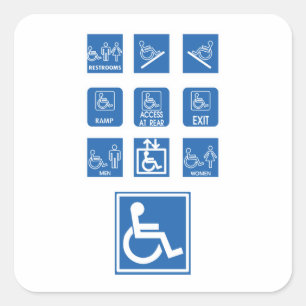 Wheelchair Accessibility Signs Square Sticker