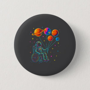 Wheelchair Astronaut Motivation Kids Space  6 Cm Round Badge