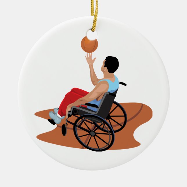 wheelchair basketball ceramic tree decoration (Front)